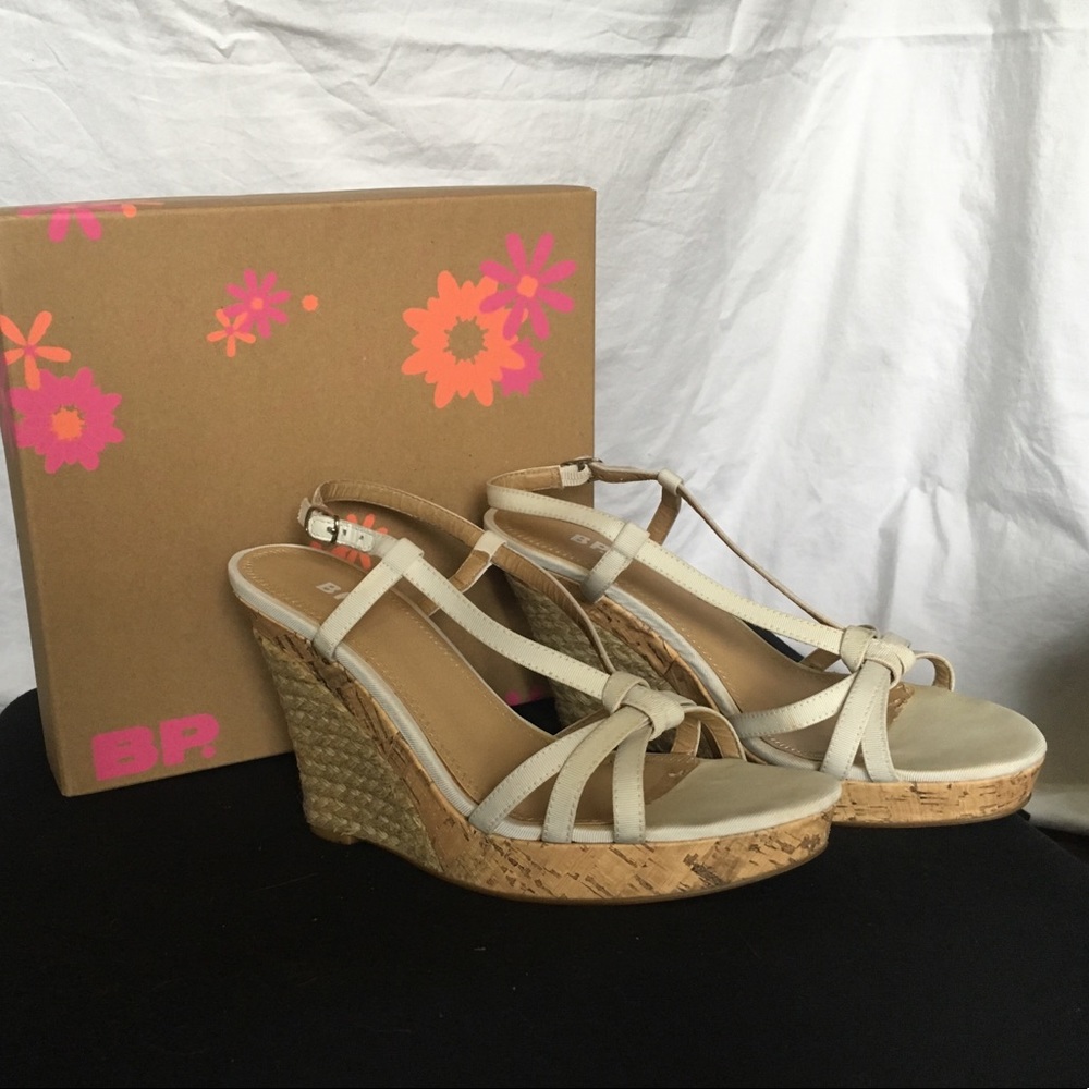 BP White Espadrille Wedges